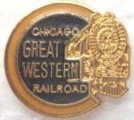 CHICAGO GREAT WESTERN RAILROAD LOGO METAL HAT PIN
